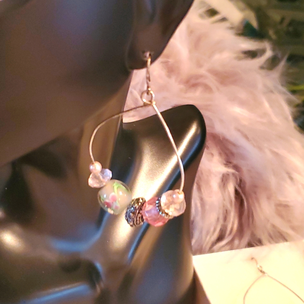 Silver with Pink/Green beads